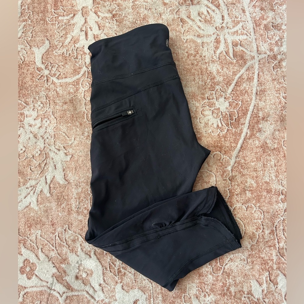 🍋Lululemon Run Top Speed Crop Side Zip Leggings in Black